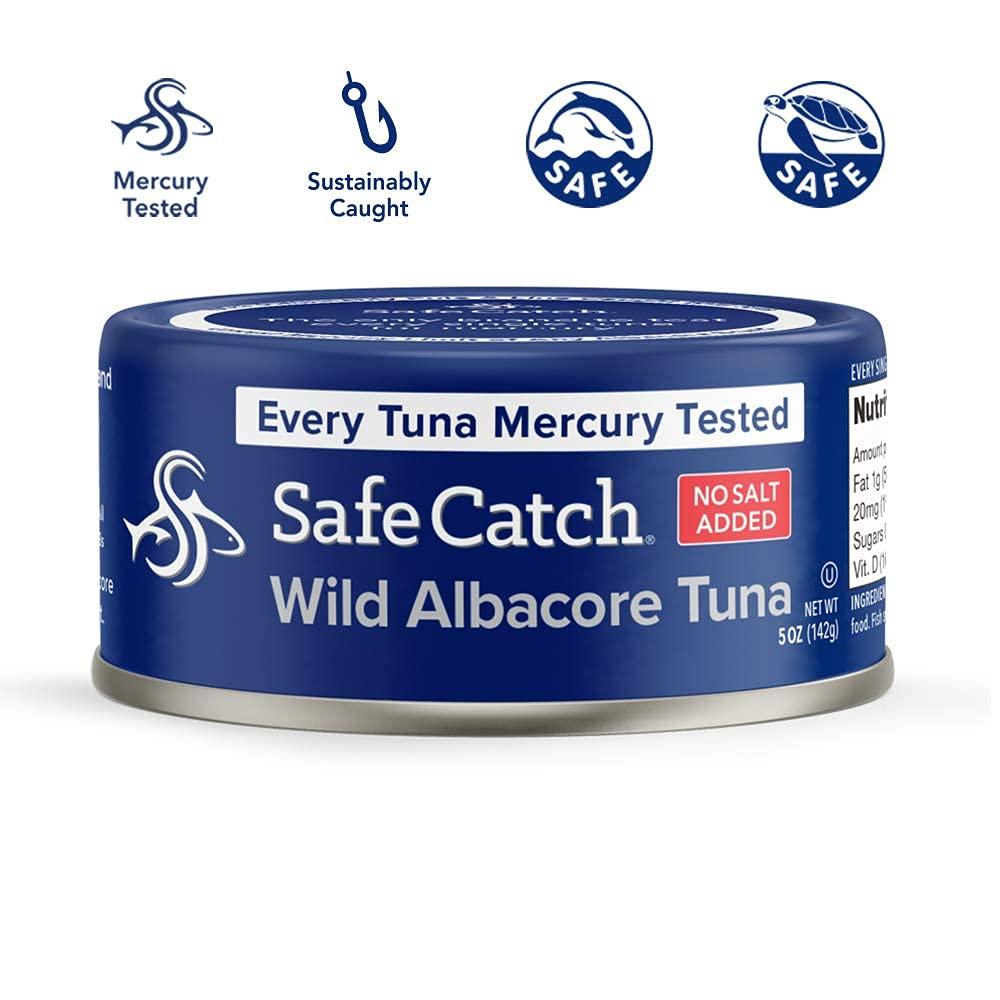 Safe Catch Canned Wild Albacore Tuna Fish No Salt Added, Every Can Mercury  Tested, Gluten-Free, 5oz Cans, Pack of 12 5 Ounce (Pack of 12)