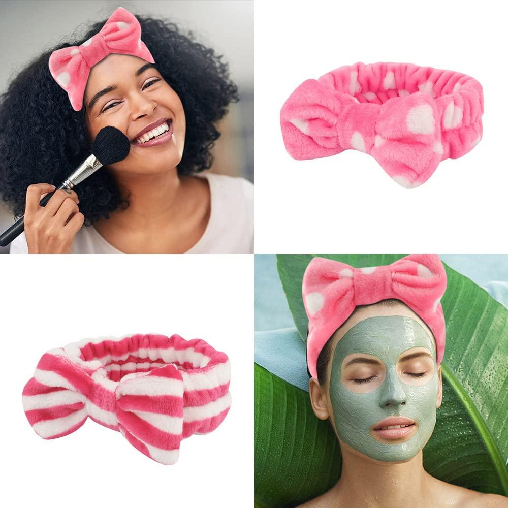 WHAVEL 6 Pack Pink Makeup Headbands Soft Cute Headbands Shower Bow