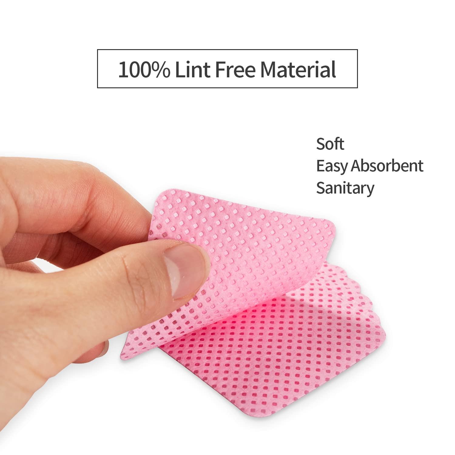 BLUERISE 1000Pcs Pink Nail Pliosh Remover Lint Free Nail Wipes Soft Gel  Nail Polish Remover Pads Absorbable Eyelash Extension Glue Cleaning Wipes  1000 Count (Pack of 1)