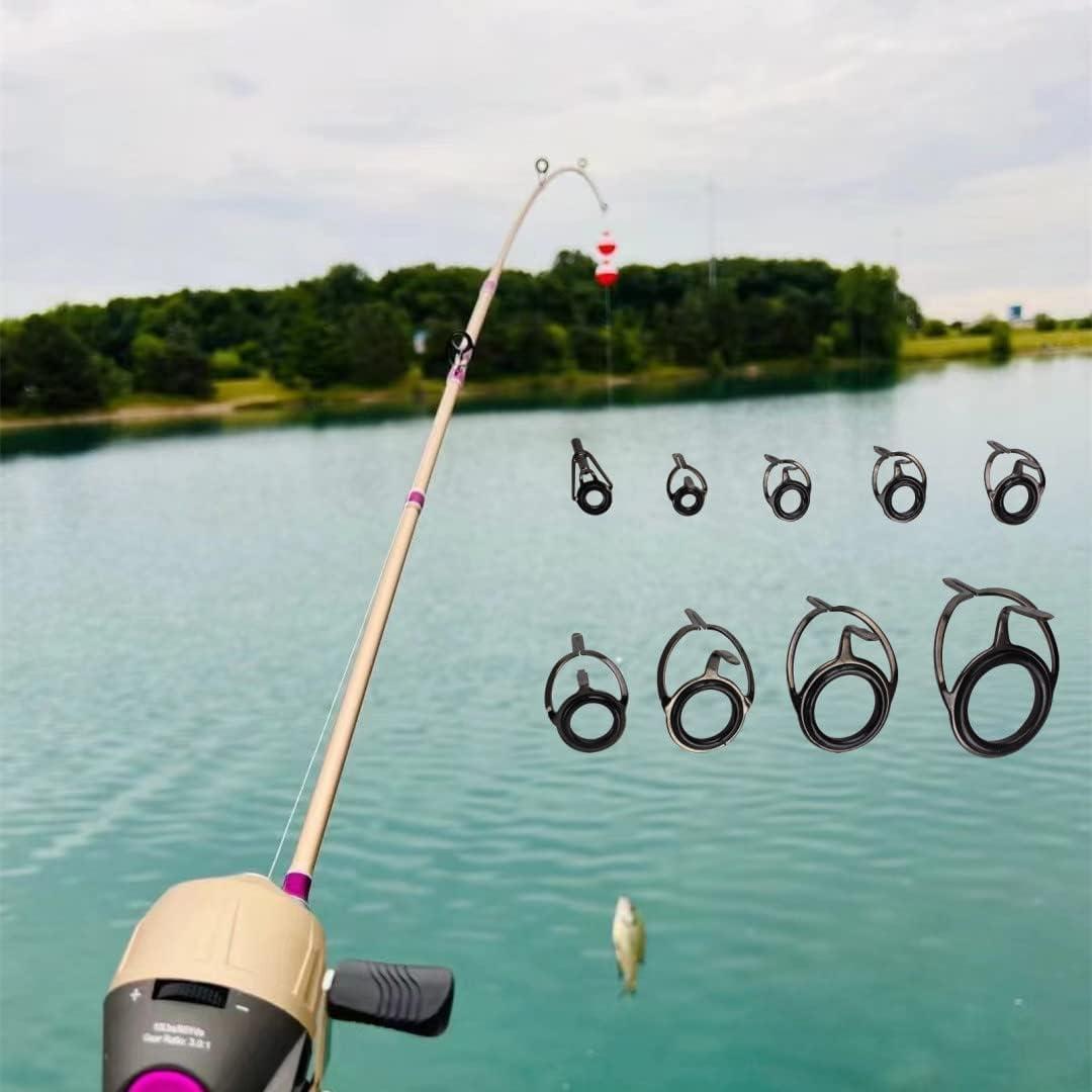 Fishing Rod Tip, Stainless Steel Baitcasting Rod Top Repair Kit Micro  Fishing Pole Rods Guides Tips Replacement with Ceramic Eyes Rings Eyelet  Swivels