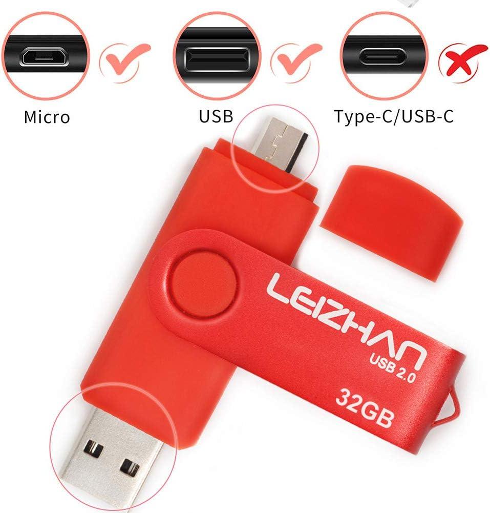 LEIZHAN OTG Flash Drive 128GB Micro Pendrive USB 2.0 Cell Phone Memory  Stick Android Pen Drive for Samsung Galaxy Xiaomi LG Sony One-Plus HTC  Meizu Red 128GB Red(Micro+USB2.0)