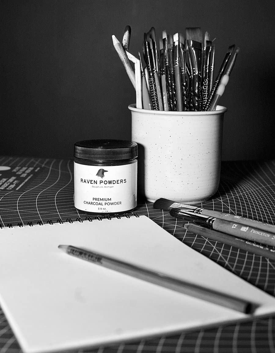Raven Powders Premium Charcoal Powder for Drawing and Art