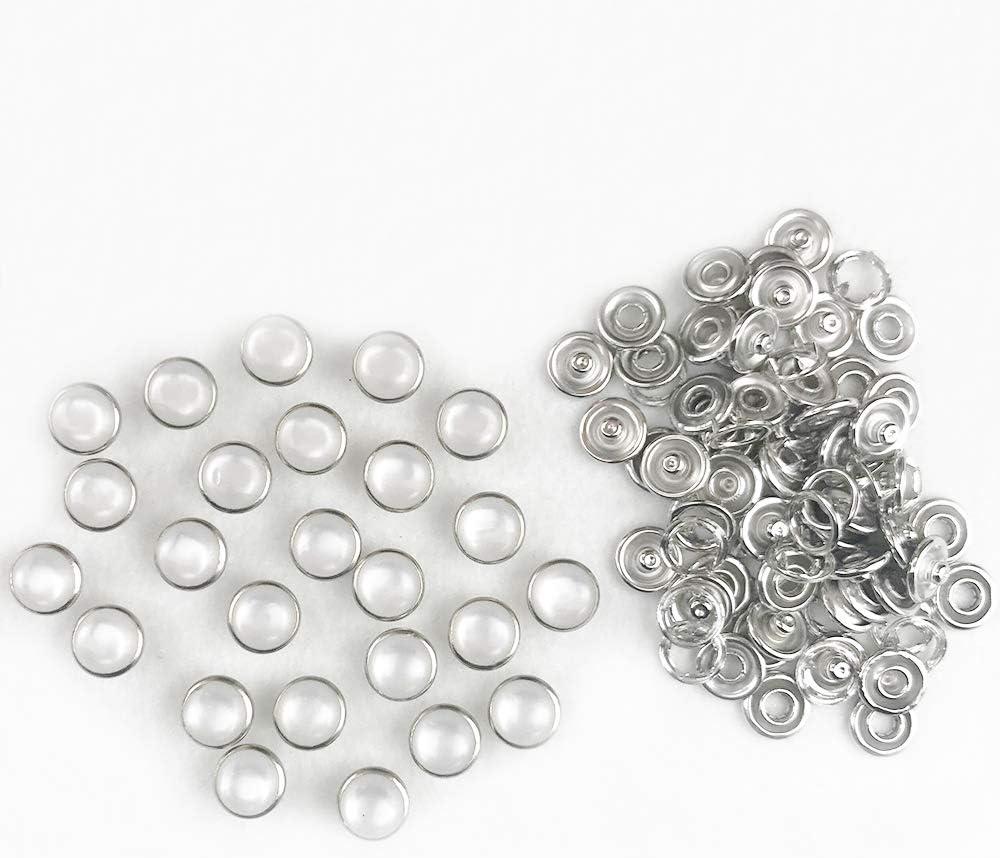 CRAFTMEMORE 20SETS 10MM White Pearl Snaps Fasteners Pearl-Like Button for  Western Shirt Clothes Popper Studs (White)