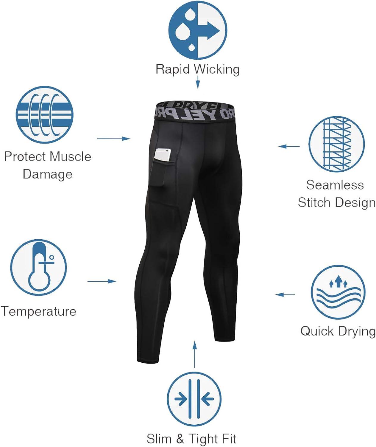 YUSHOW 2 Pack Men's Compression Pants Running Tights Workout Leggings,  Summer Cool Dry Technical Sports Baselayer