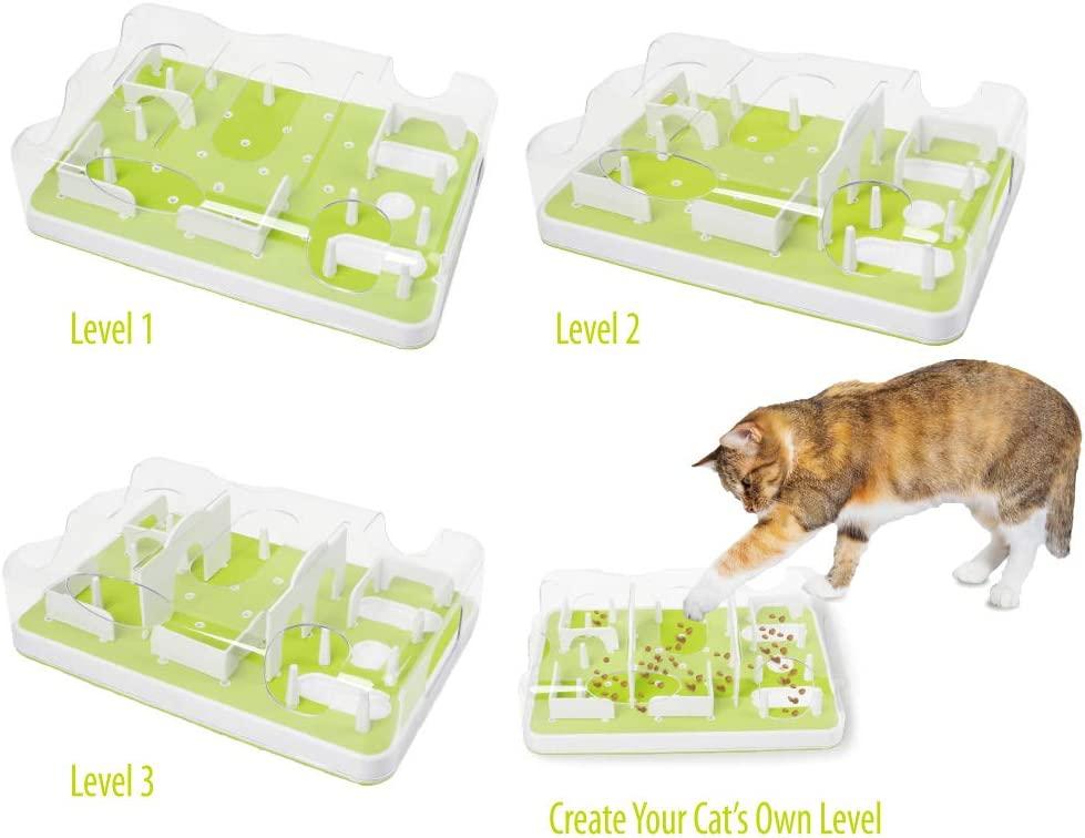 All for Paws Interactive Puzzle Cat Feeder, Treat Game Maze Toy
