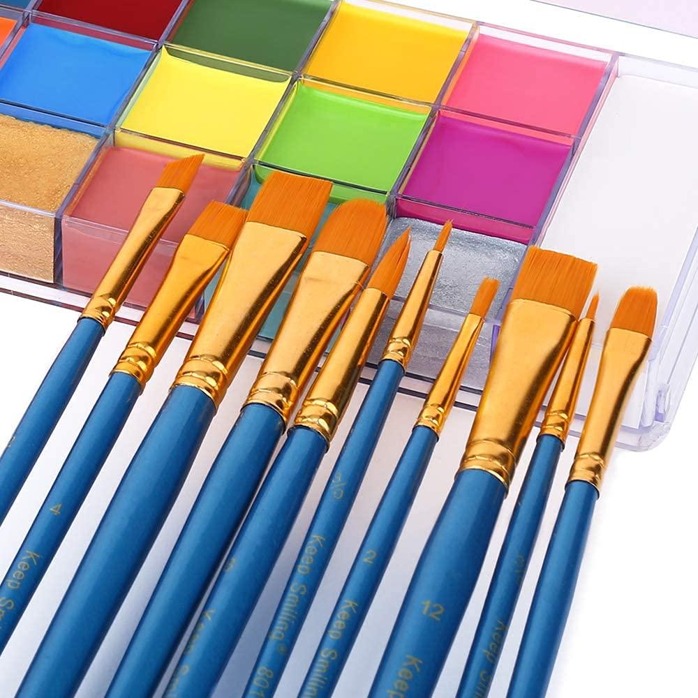 Professional Face Paint Brushes 5 PCS Face Paint Stencils FOR