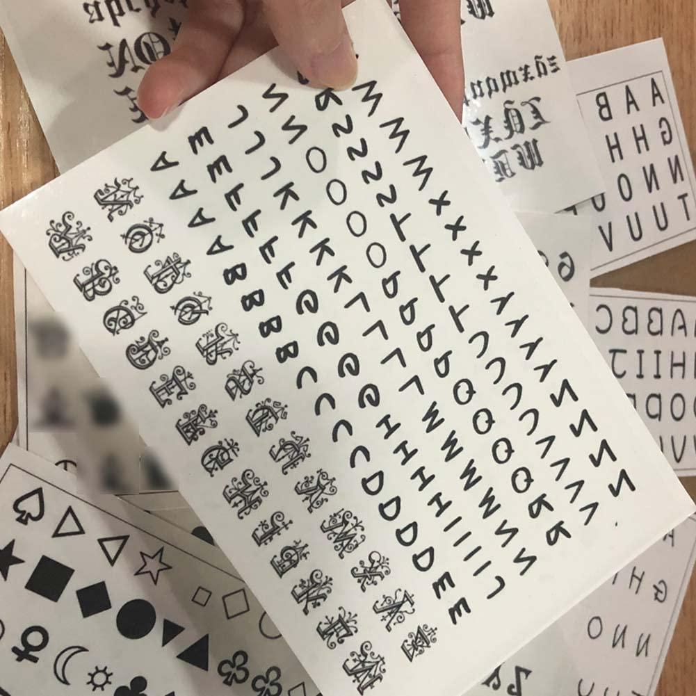 10 Sheet Alphabet Temporary Tattoo Stickers Art Font Diy Name Tattoo Kit English Letters Fake 3509