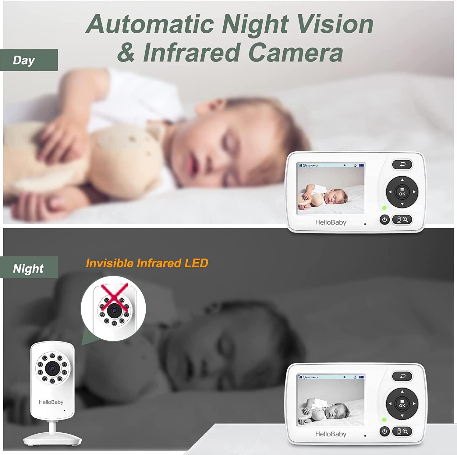 Hello Baby Monitor with Camera and Audio, 1000ft Long Range Video Baby  Monitor-No WiFi, Night Vision, VOX Mode-Power Saving, 2.4 Portable Travel  Screen, Baby Safety Camera, for Baby/Pet, Plug & Play HB30