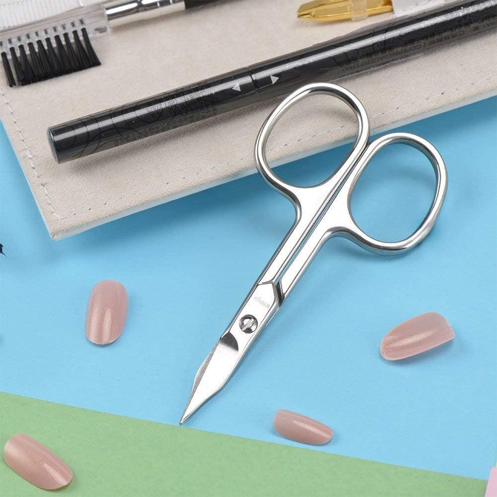 LIVINGO Premium Manicure Nail Scissors Multi-purpose Stainless Steel  Cuticle Pedicure Beauty Grooming Kit for Eyebrow Eyelash Dry Skin Curved  Blade 3.5 inch Silver