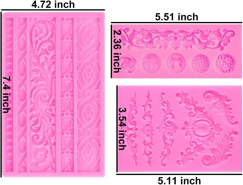 Rainmae Baroque Style Curlicues Scroll Lace Fondant Silicone Mold for  Filigree Mold 3D Sculpted Flower Cake Border Decoration, Cupcake Topper
