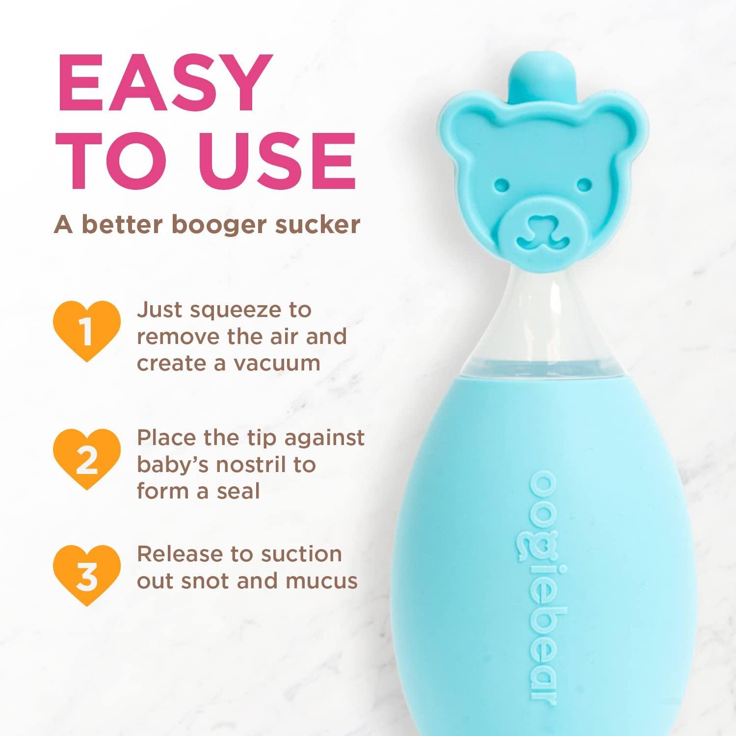 oogiebear Bear Pair — The Safe Baby Booger Cleaner and Nose Sucker Duo, Bulb Aspirator and 2-in-1 Nose and Ear Wax Cleaner