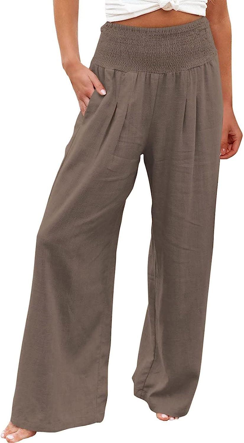 Linen Pants Women Summer Pants for Women Petite Boho Flowy Linen