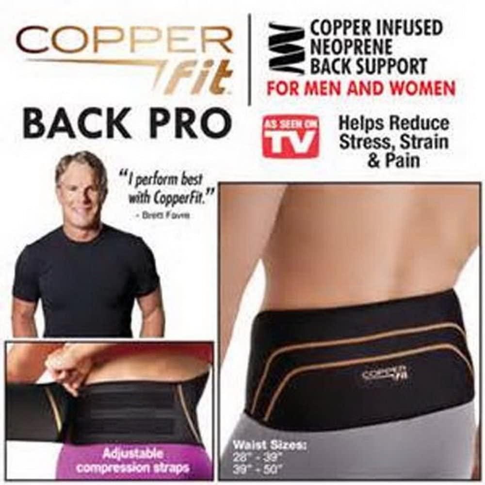  Copper Fit Back Pro As Seen On TV Compression Lower Back  Support Belt Lumbar (Small/Medium Waist 28-39) : Health & Household