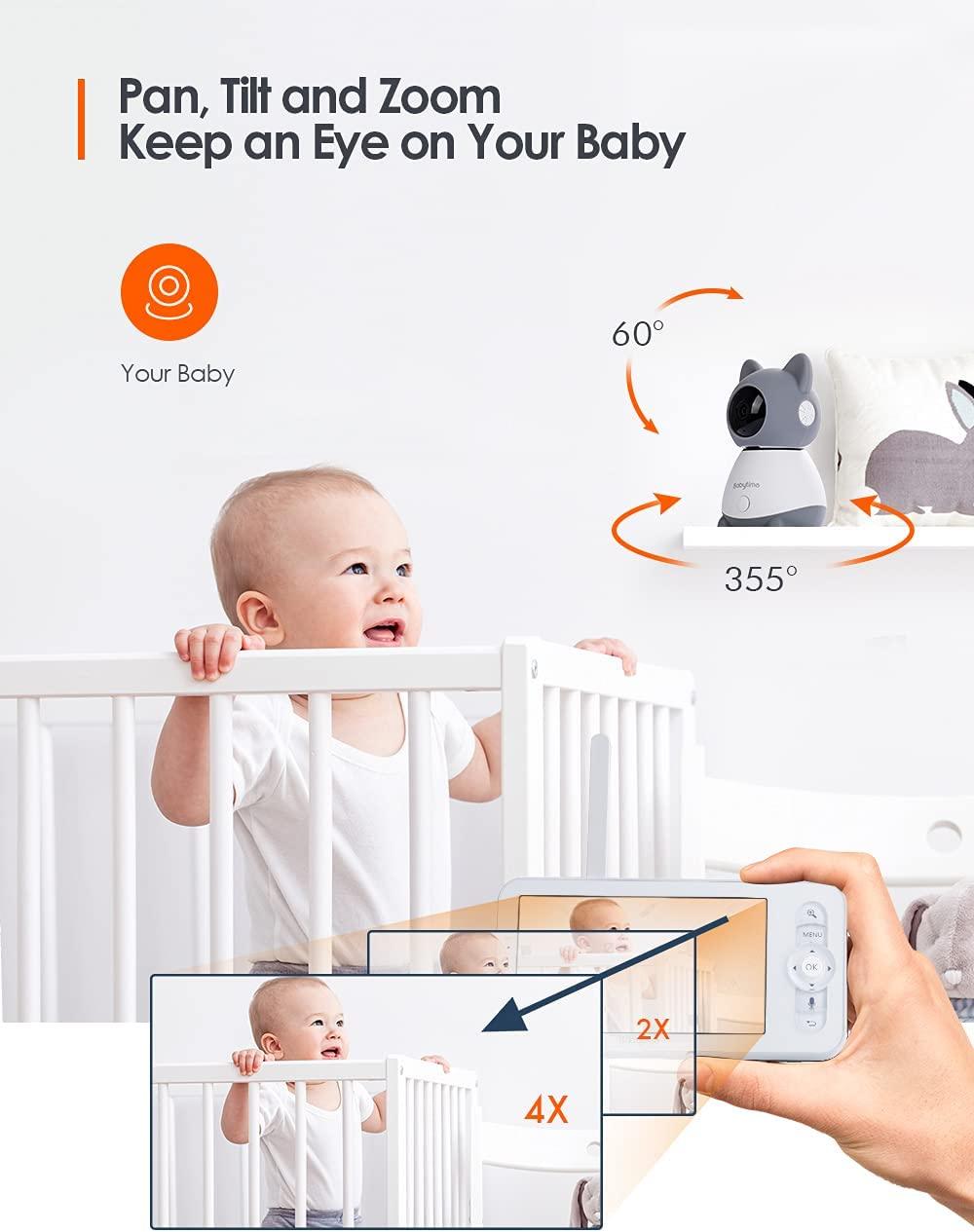 1080P/5 Babyphone Caméra PTZ 355° Baby Phone Vidéo connecté Smartphone