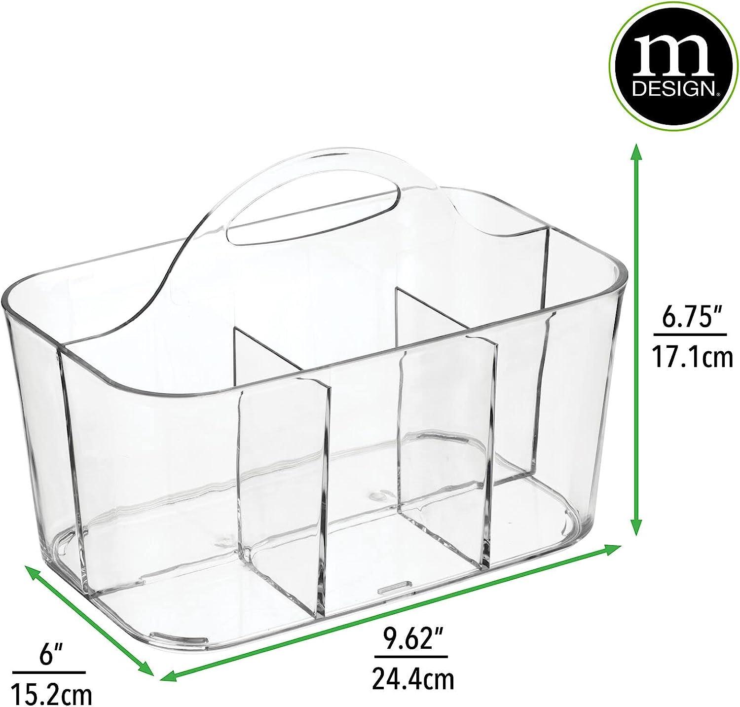mDesign Plastic Sewing & Craft Storage Organizer Caddy Tote Bin - 2 Pack - White