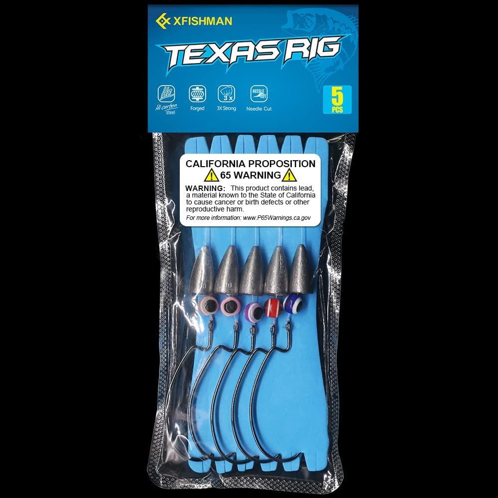 Texas-Rigs-for-Bass-Fishing-Leaders-with-Weights-Hooks-Rigged-Line-Kit 3/0  Hooks-1/