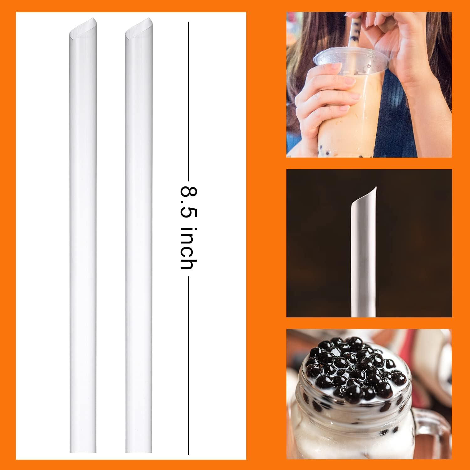 ALINK Extra Wide Black Plastic Bubble Tea Smoothie Straws 1/2 Wide x 8 1/2 Long Fat Boba Straws Pack of 100