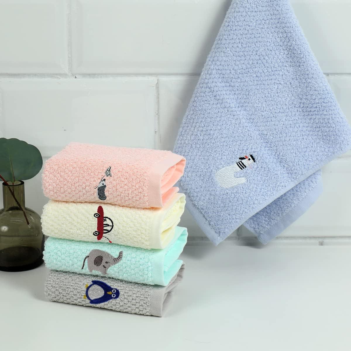 Hot Sale Fruit Animal Embroidered Baby Towel Child Soft Water Absorbent  Hair Washing Cleaning Face Towel Pure Cotton Hand Towel