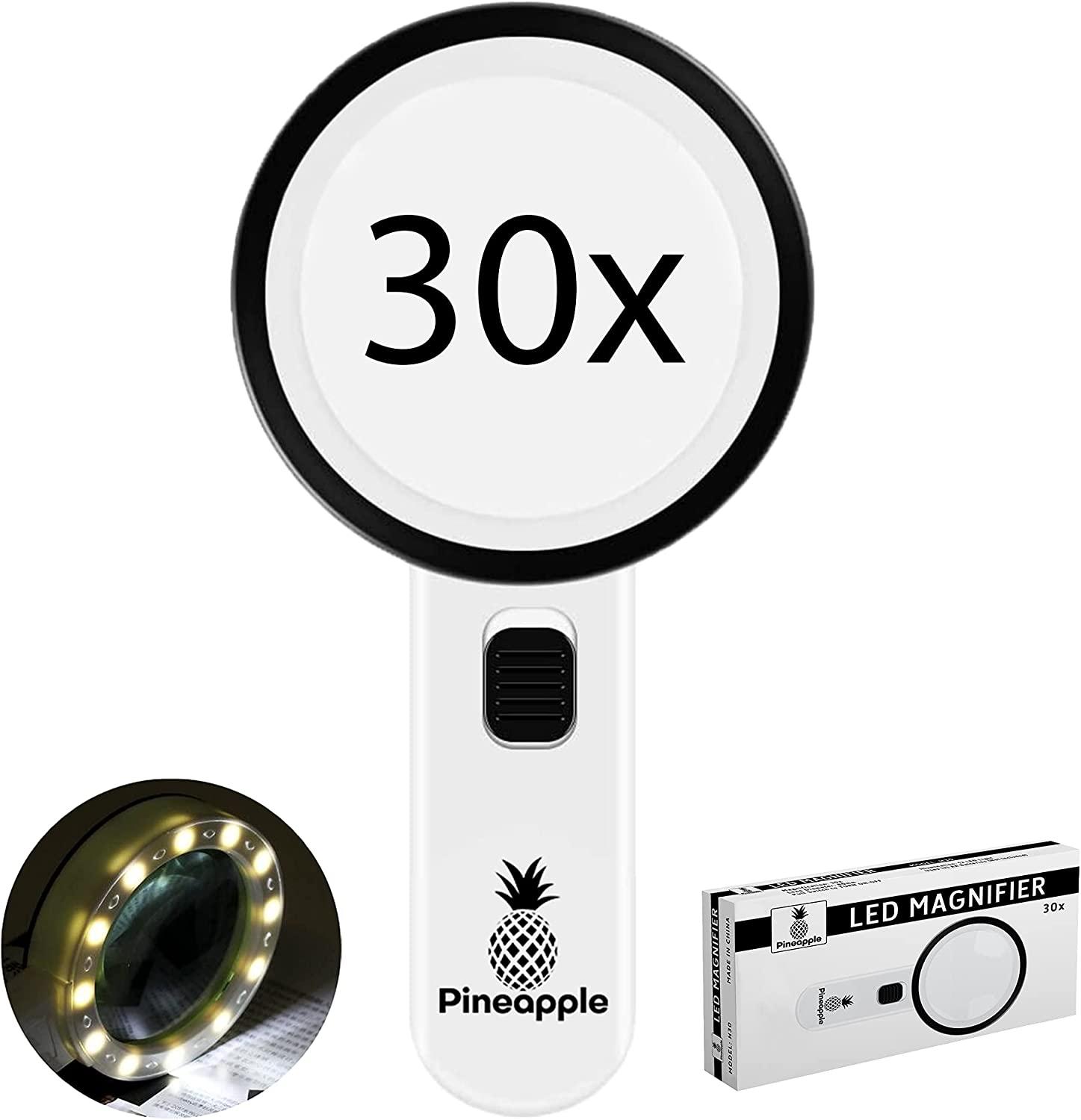 new led 30x magnifying glass handheld