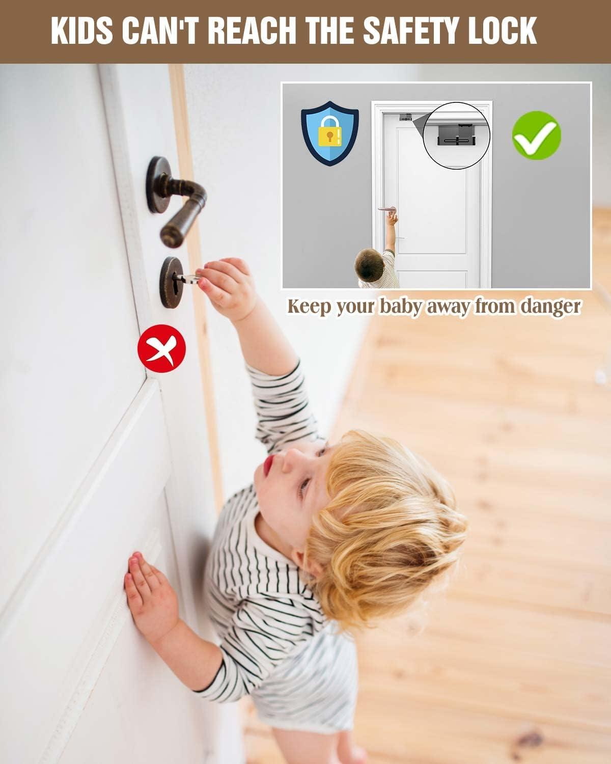 Child Proof Door Top Lock - Top Door Lock for Kids Safety Made of Durable  Metal