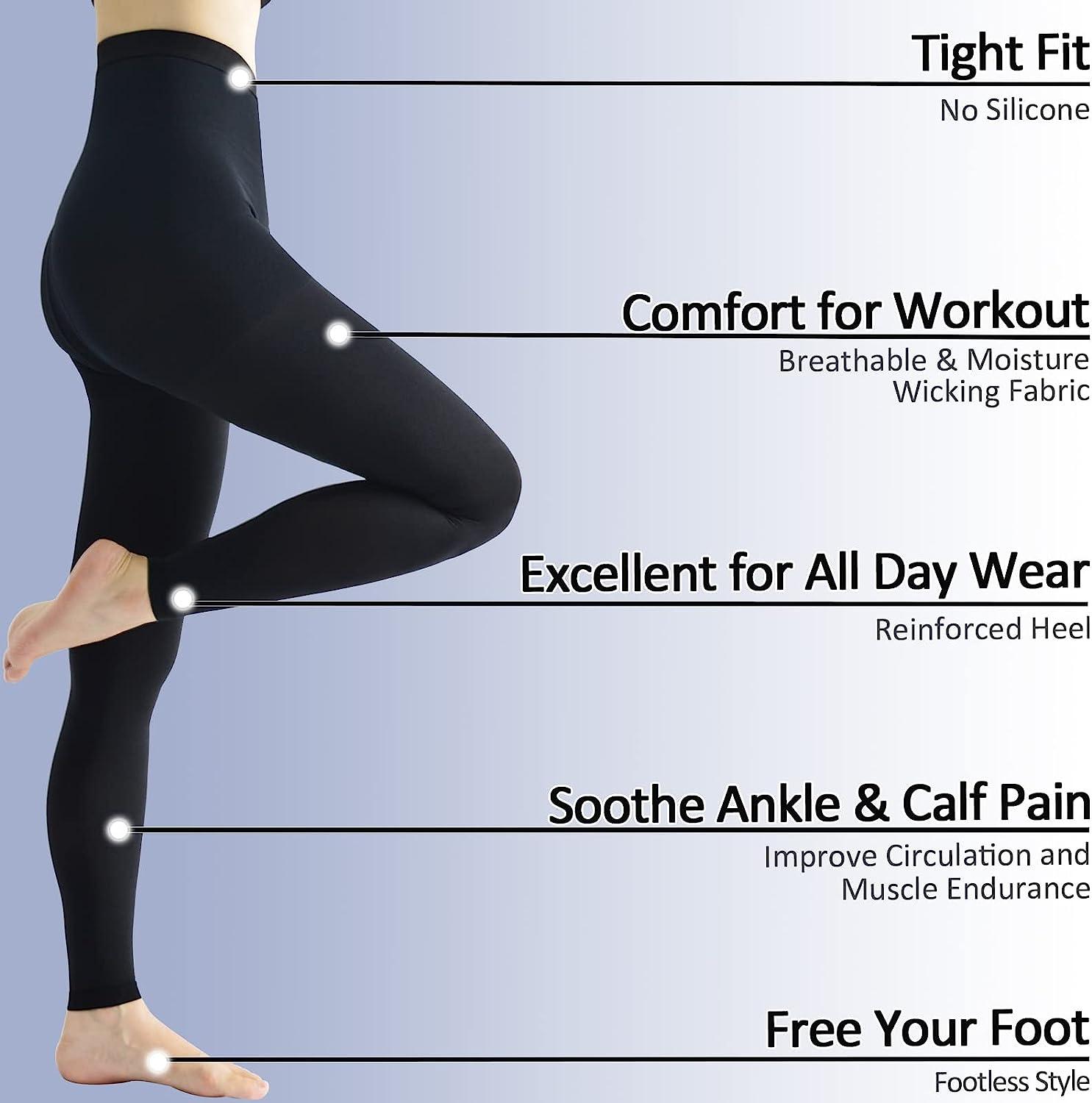  Compression Leggings For Women 20-30mmHg - Footles High  Waist Compression Tights For Circulation During Pregnancy