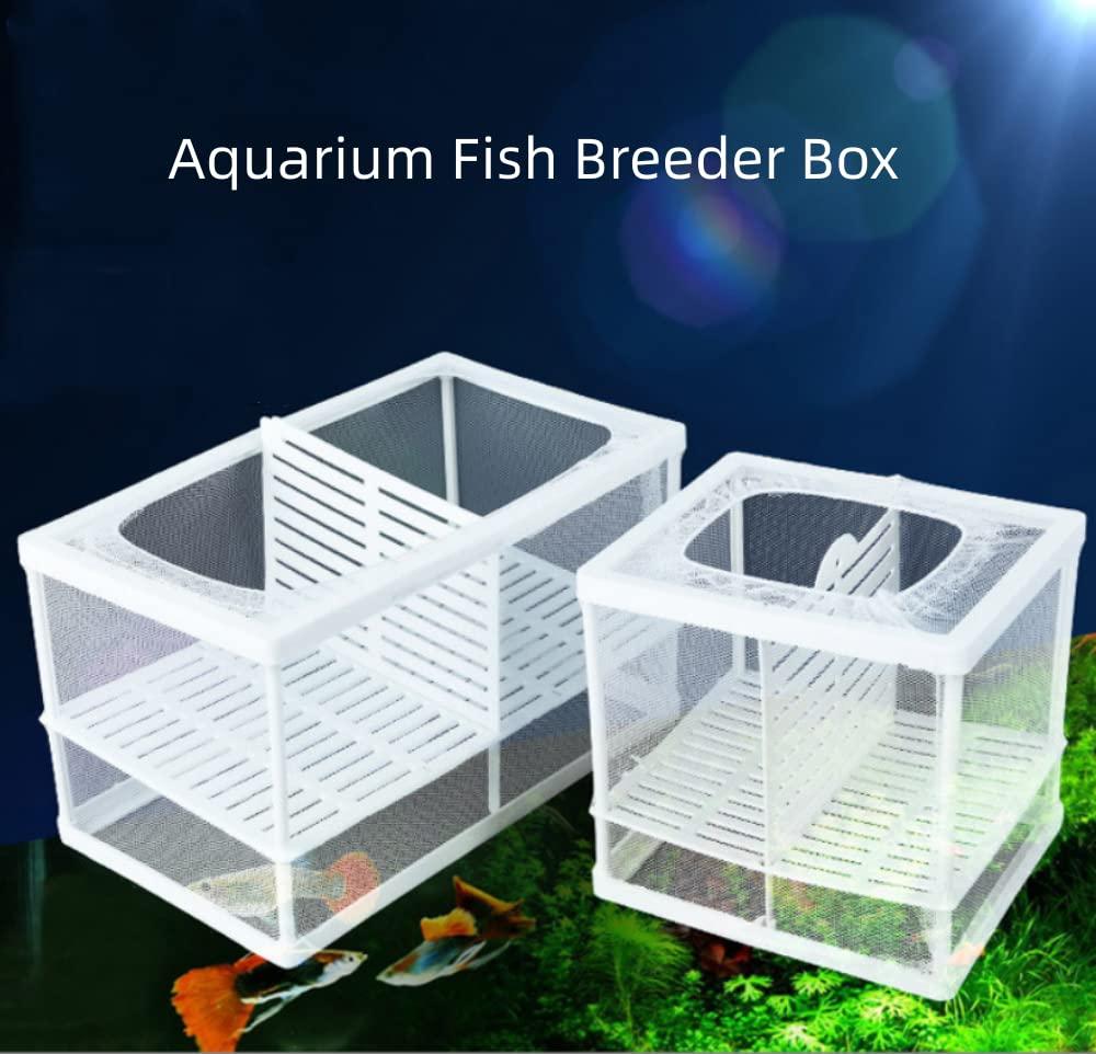 2 Pcs Aquarium Hatchery Net Fish Isolation Box,Nylon Mesh Fish Fry Hatchery  Breeder Box Separation Net with Isolation Board