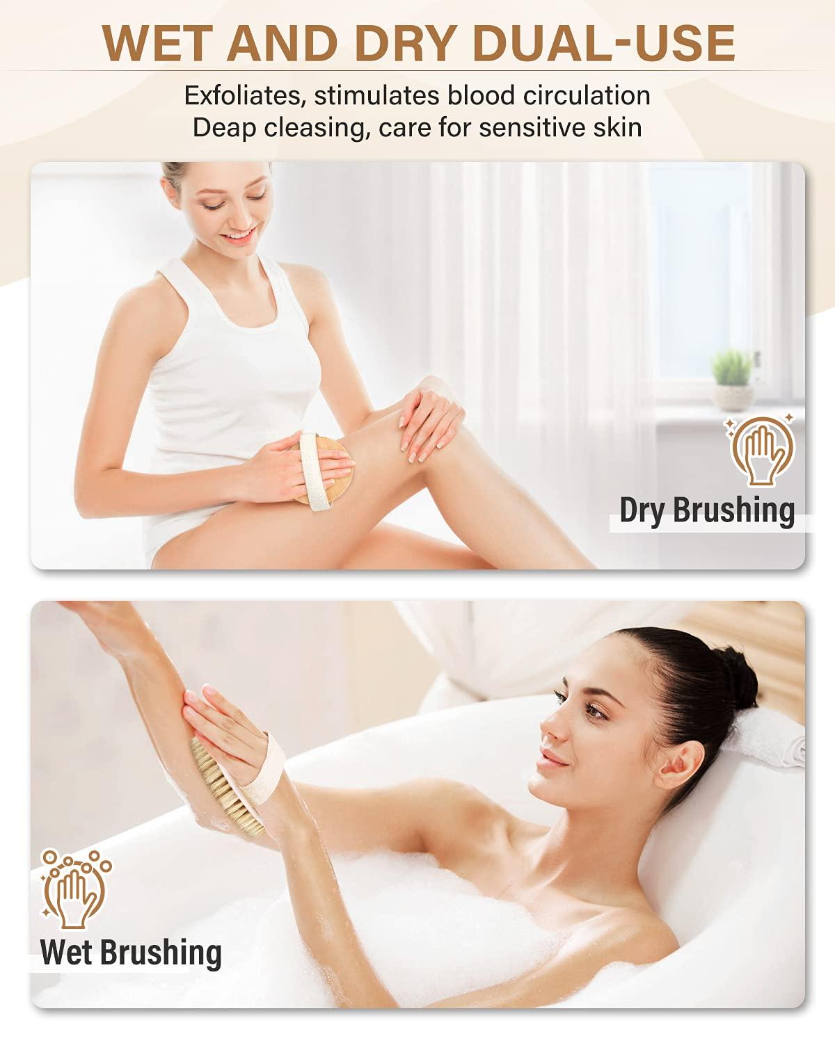 Popchose Body Exfoliator Dry Brush Dry Brushing Exfoliating Body Brush For Dry Skin Cellulite