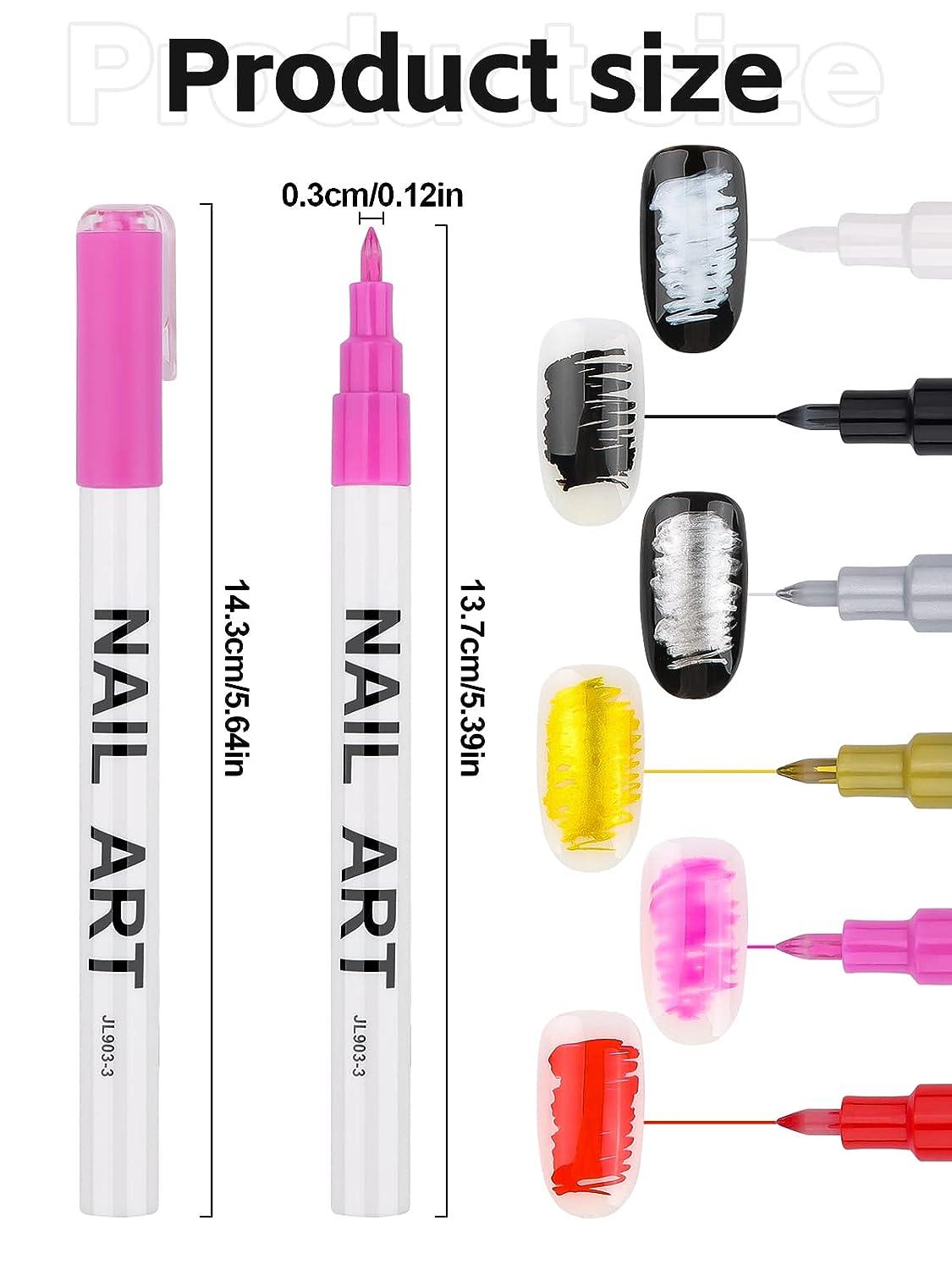12 Color 3D Nail Art Pens Set, Kalolary Nail Polish Pens Nail Point  Graffiti Dotting Pen Drawing Painting Liner Brush for DIY Na - AliExpress
