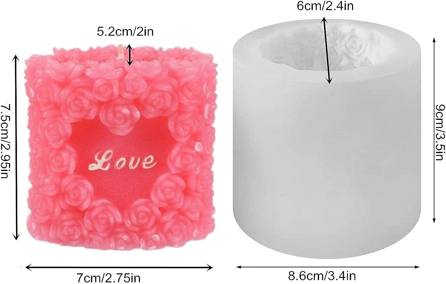 Liquid 3d Silicone Rose Carving Cylindrical Candle Mold - Temu