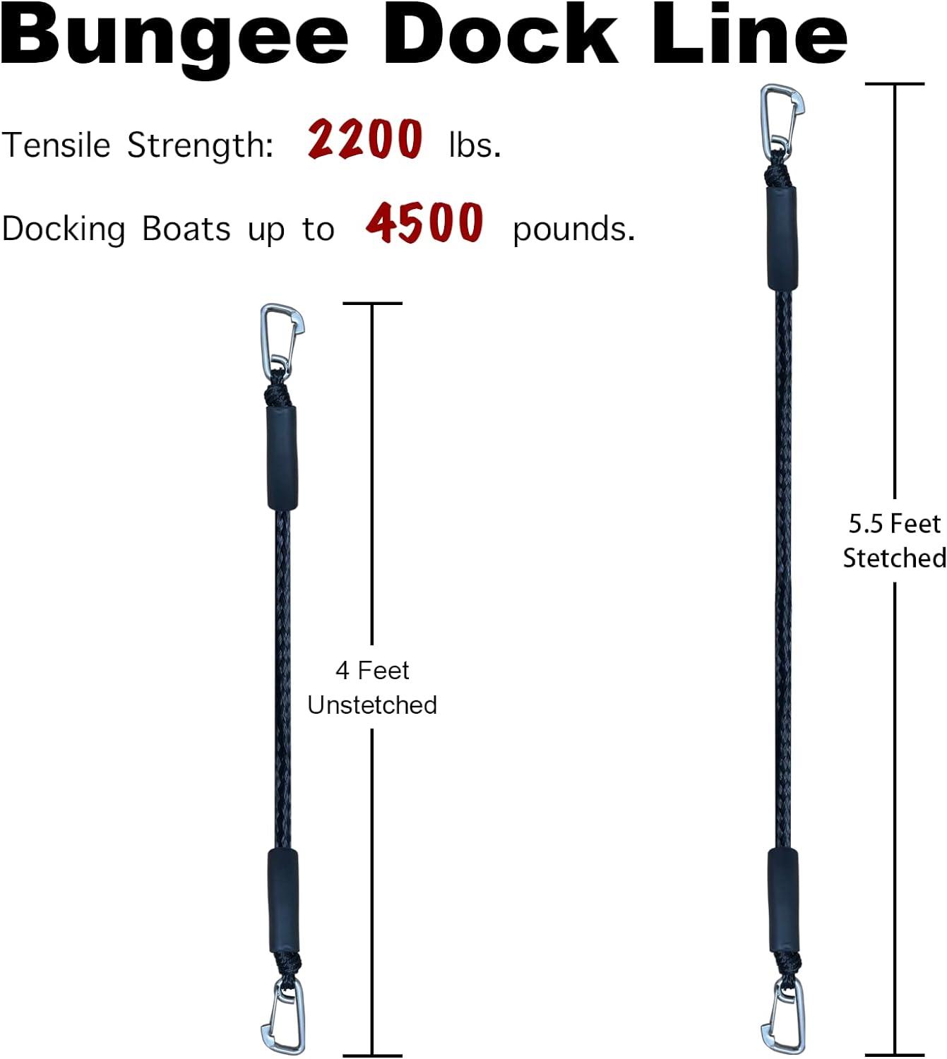Pwc Bungee Dock Line Yacht Braid Rope with Stainless Steel Clip