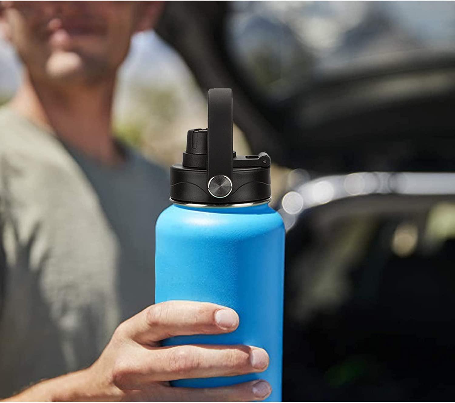 RTIC Outdoors Water Bottle Lid, Flip Top with 2 Straws Plastic Black Twist  Cap