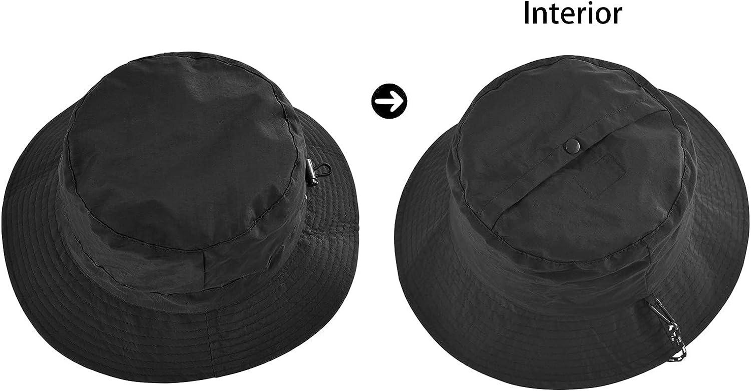 FEICUI Men Women Outdoor Bucket Hat Quick Dry Packable Boonie Hat UV  Protection Sun Hat Black