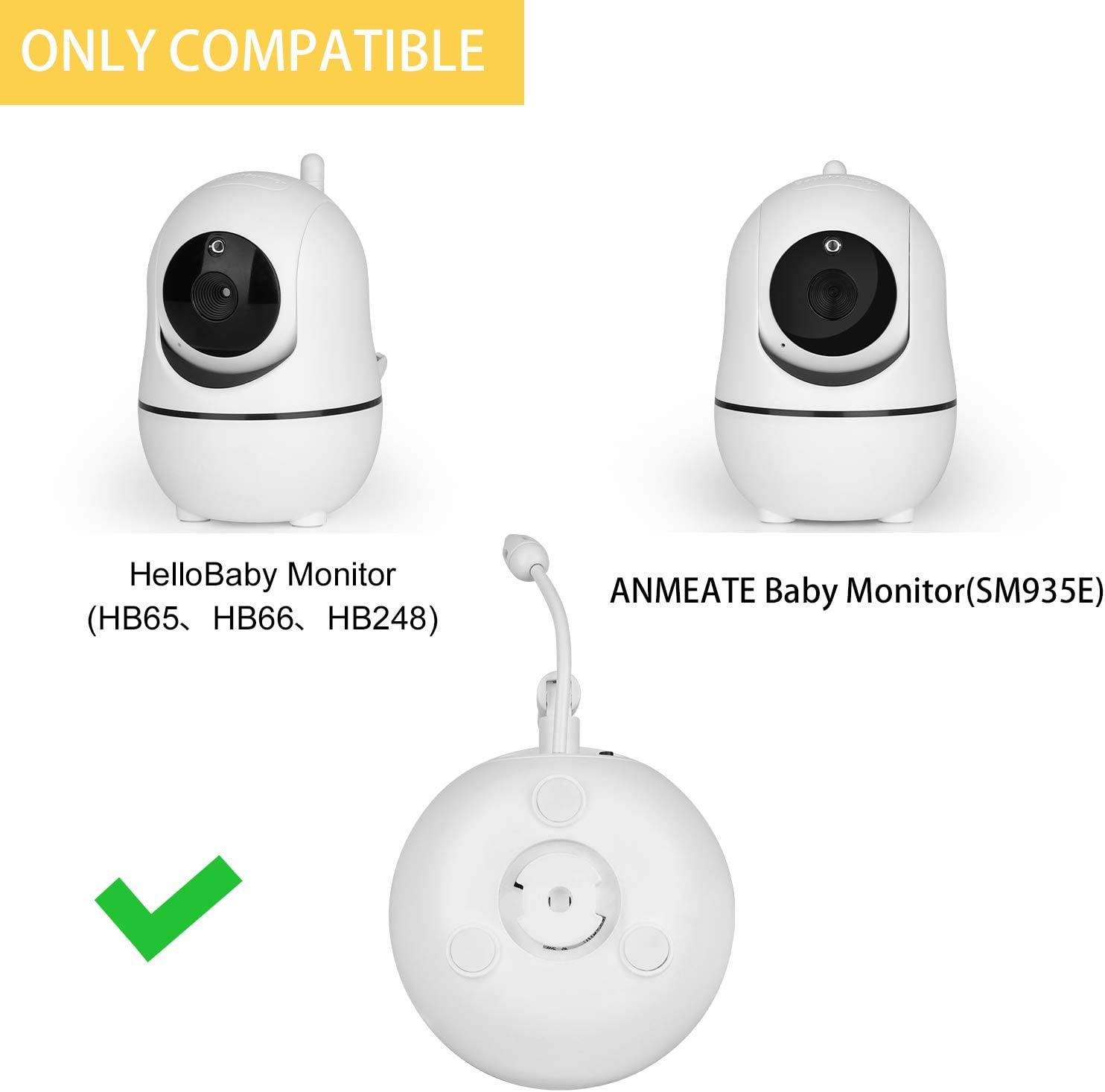 iTODOS Gooseneck Baby Monitor Holder Compatible with HelloBaby HB65/HB66/HB248,ANMEATE  SM935E Baby Monitor Camera,27inch Length Stable and Durable Flexible Arm  White