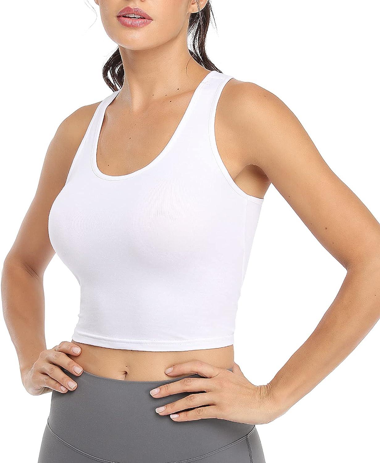 Joviren Cotton Workout Crop Tank Top for Women Racerback Yoga Tank Tops  Athletic Sports Shirts Exercise Undershirts 4 Pack