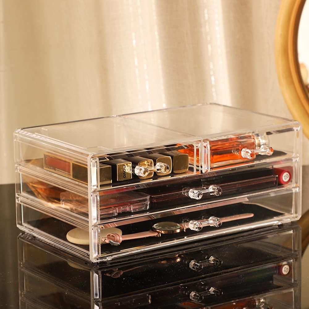 Pack of 2 Clear Stackable Acrylic Storage Containers With 6 Drawers  Bathroom Organizers And Storage For Jewelry Hair Accessories Nail Polish  Lipstick