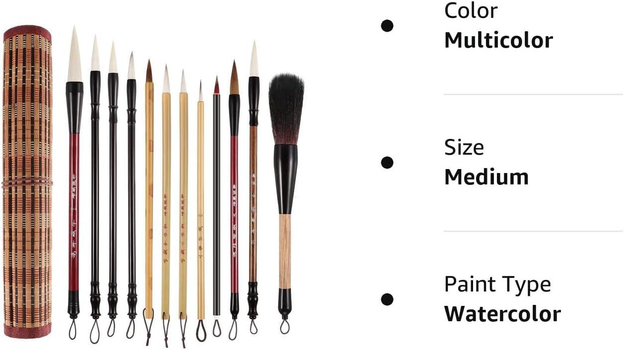 Painting Writing Brushes 12 Pieces Watercolor Brushes Set Kanji
