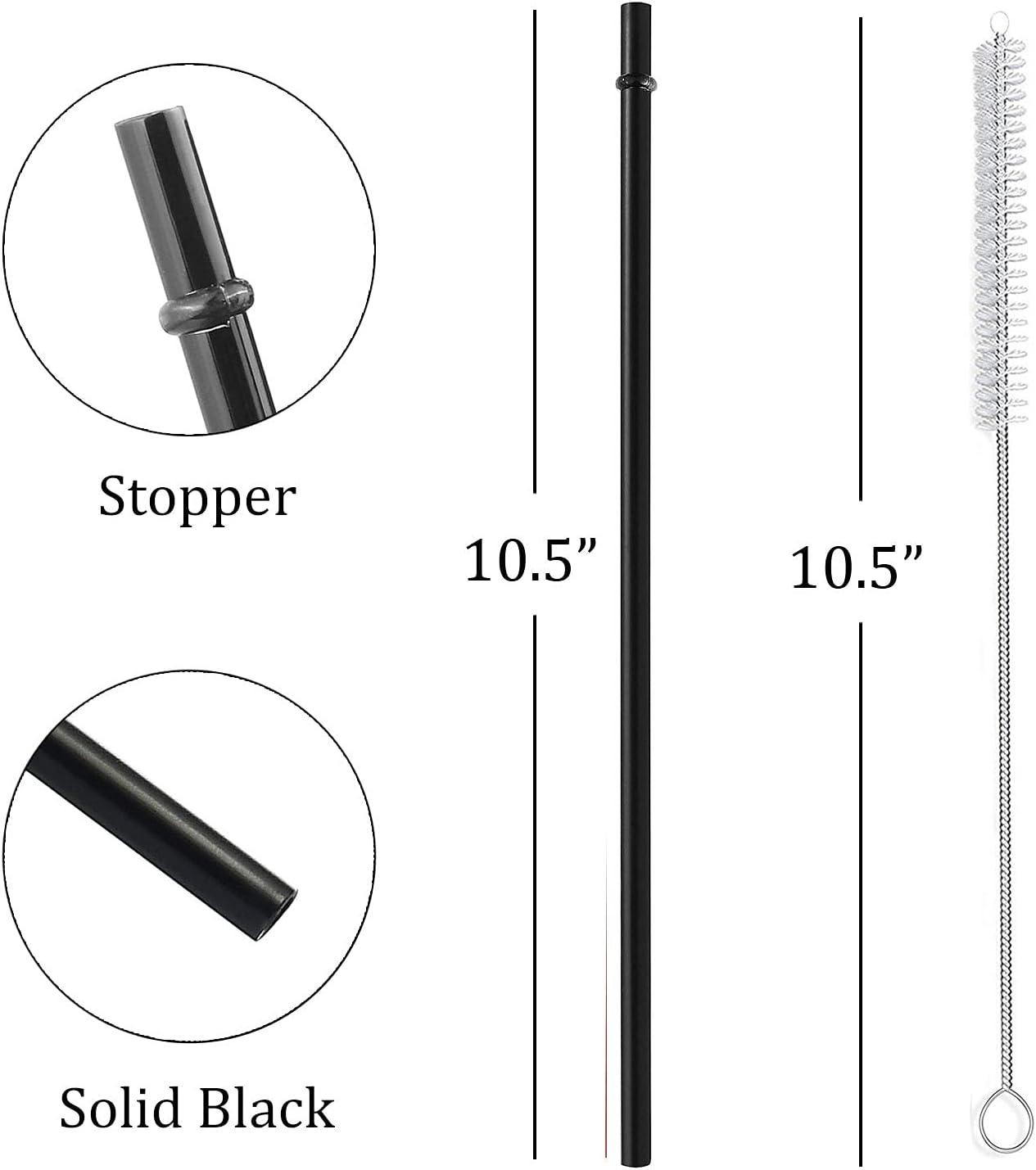 ALINK 12-Pack Reusable Black Straws 10.5 Long Hard Plastic