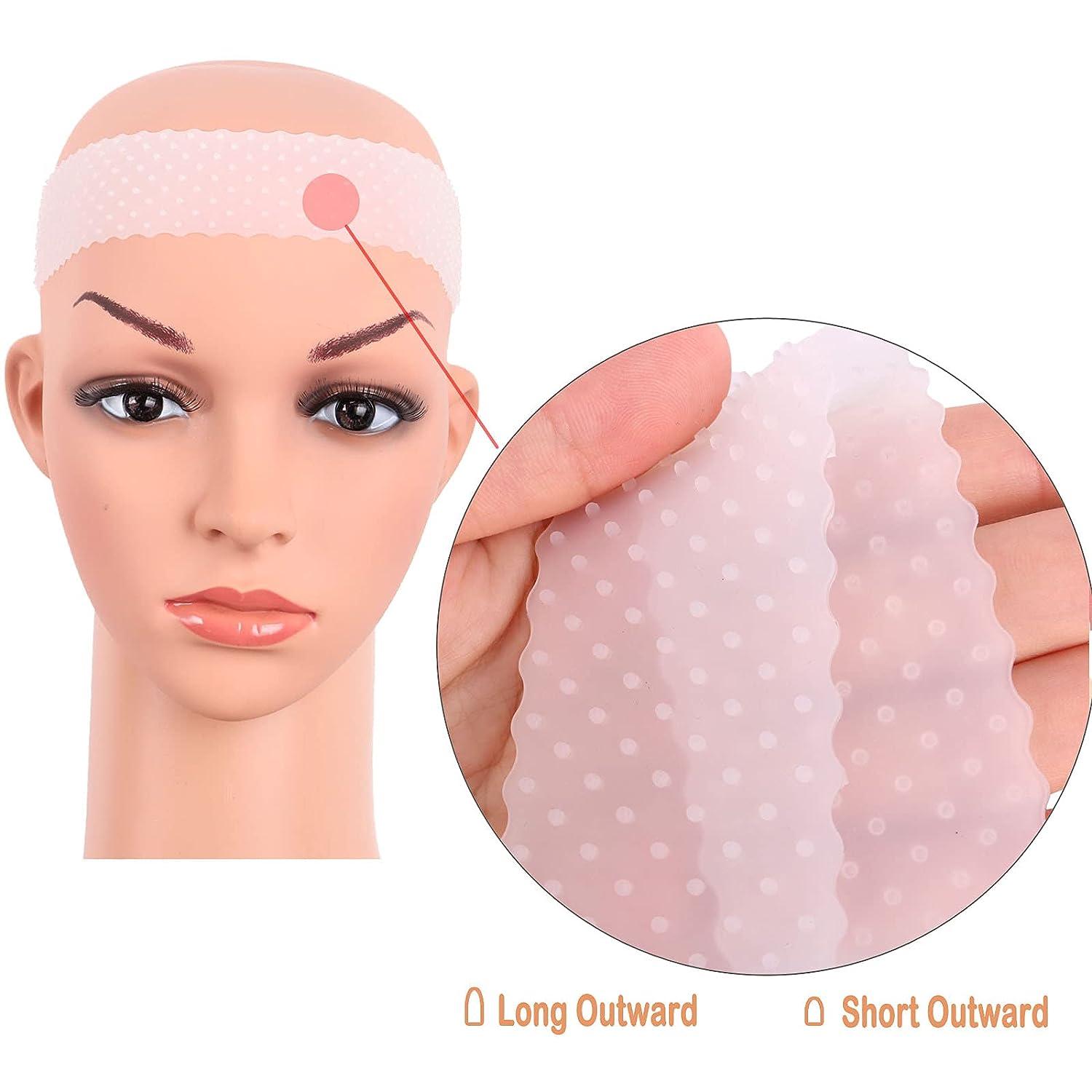 MapofBeauty 2 Pieces Non Slip Silicone wig Grip Band Headband Hold Wig Men  Women Sports Yoga (White)