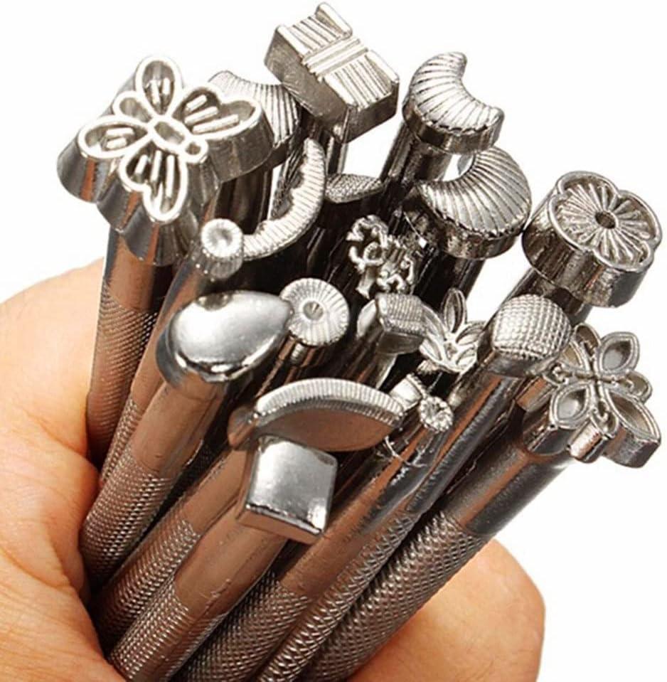 H-Gamely jupean leather stamping tools, leather working saddle making  stamps set special shape stamp punch set carving leather craft sta