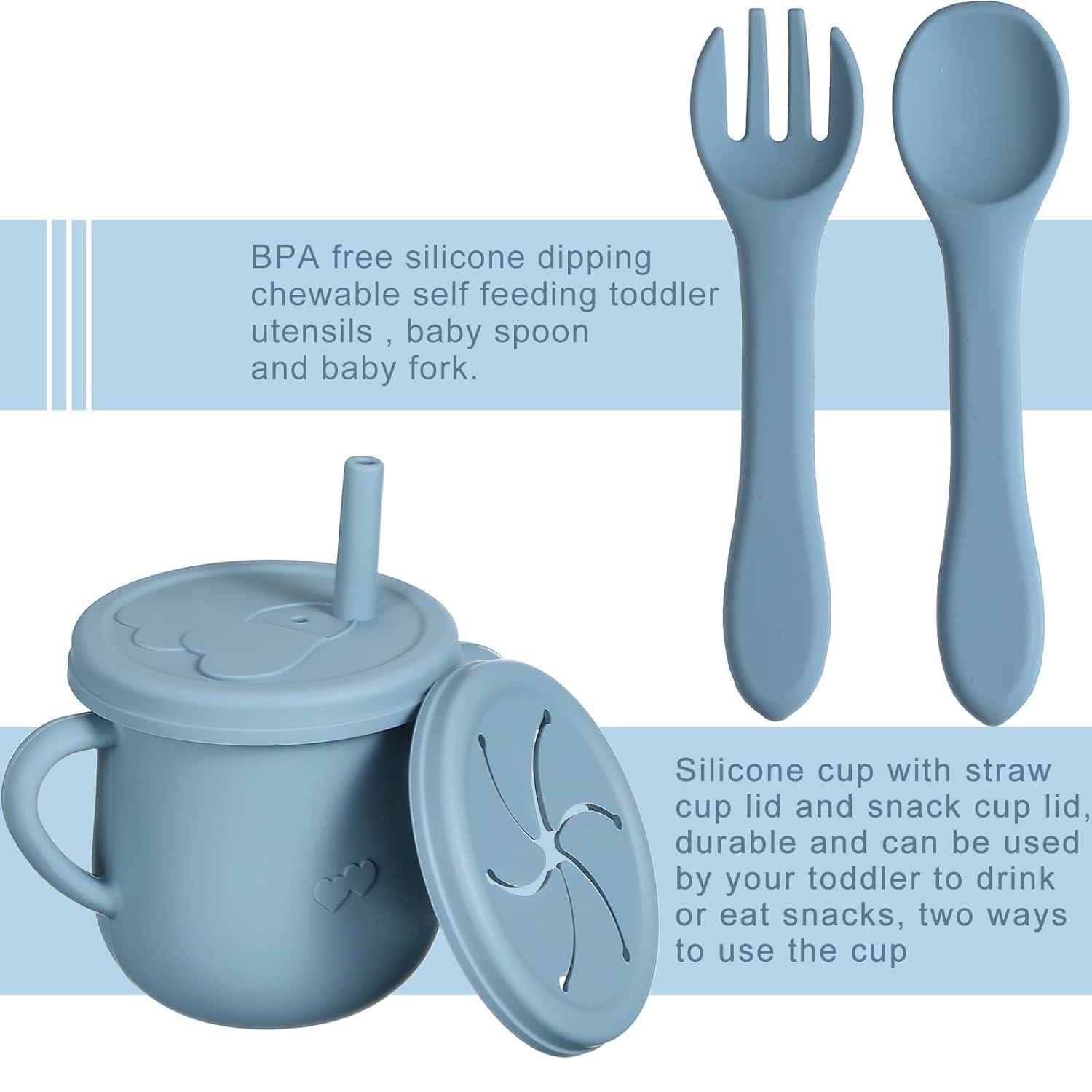 Baby Spoon Set BPA Free Silicone Self Feeding Toddler Utensils 2 Spoons 1  Pack