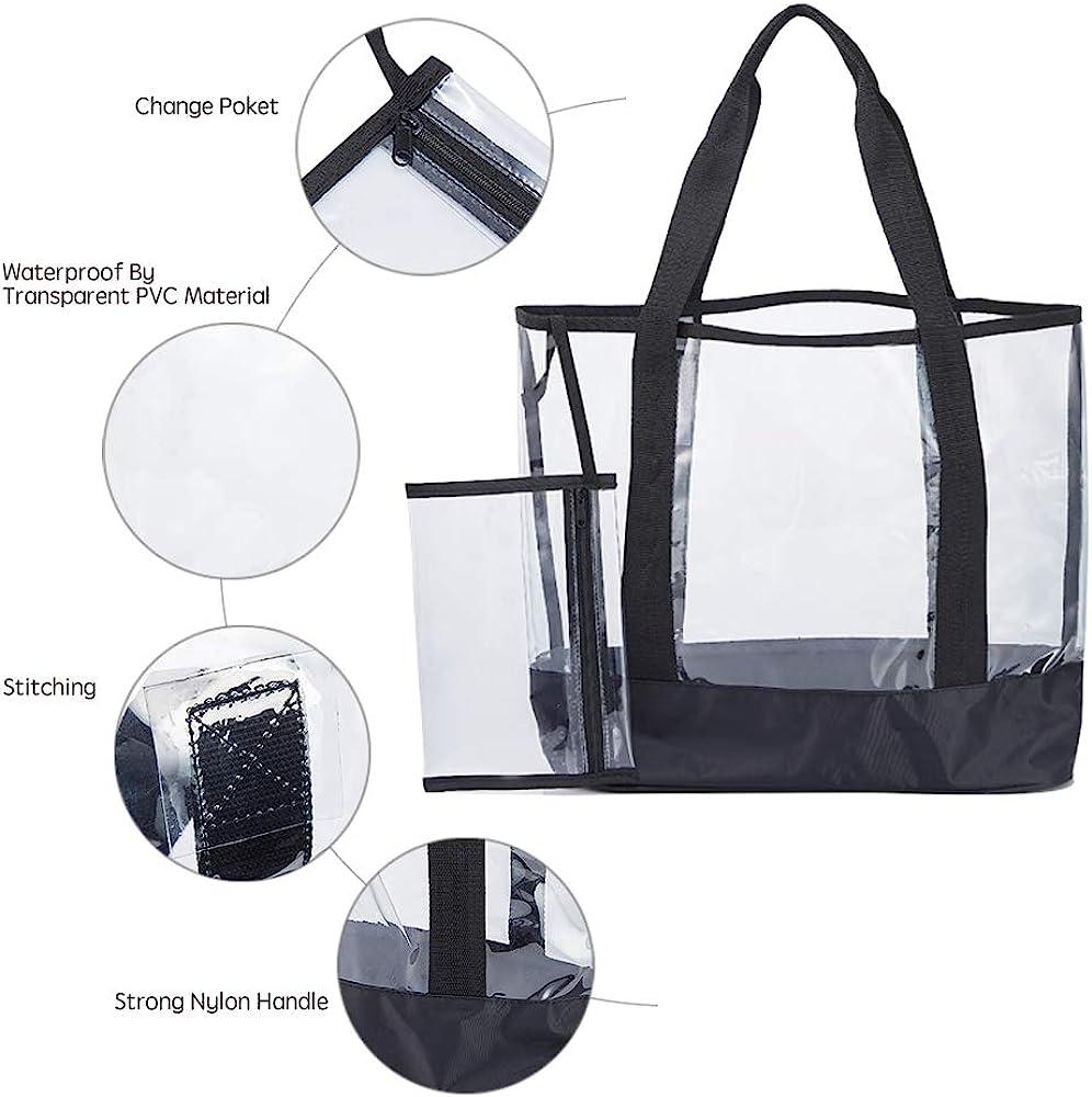 Yorssley Clear Lunch Bags for Work - Stadium Approved Transparent Tote Bag,  Crossbody, Purse - Heavy Duty Extra Large 12x12x6