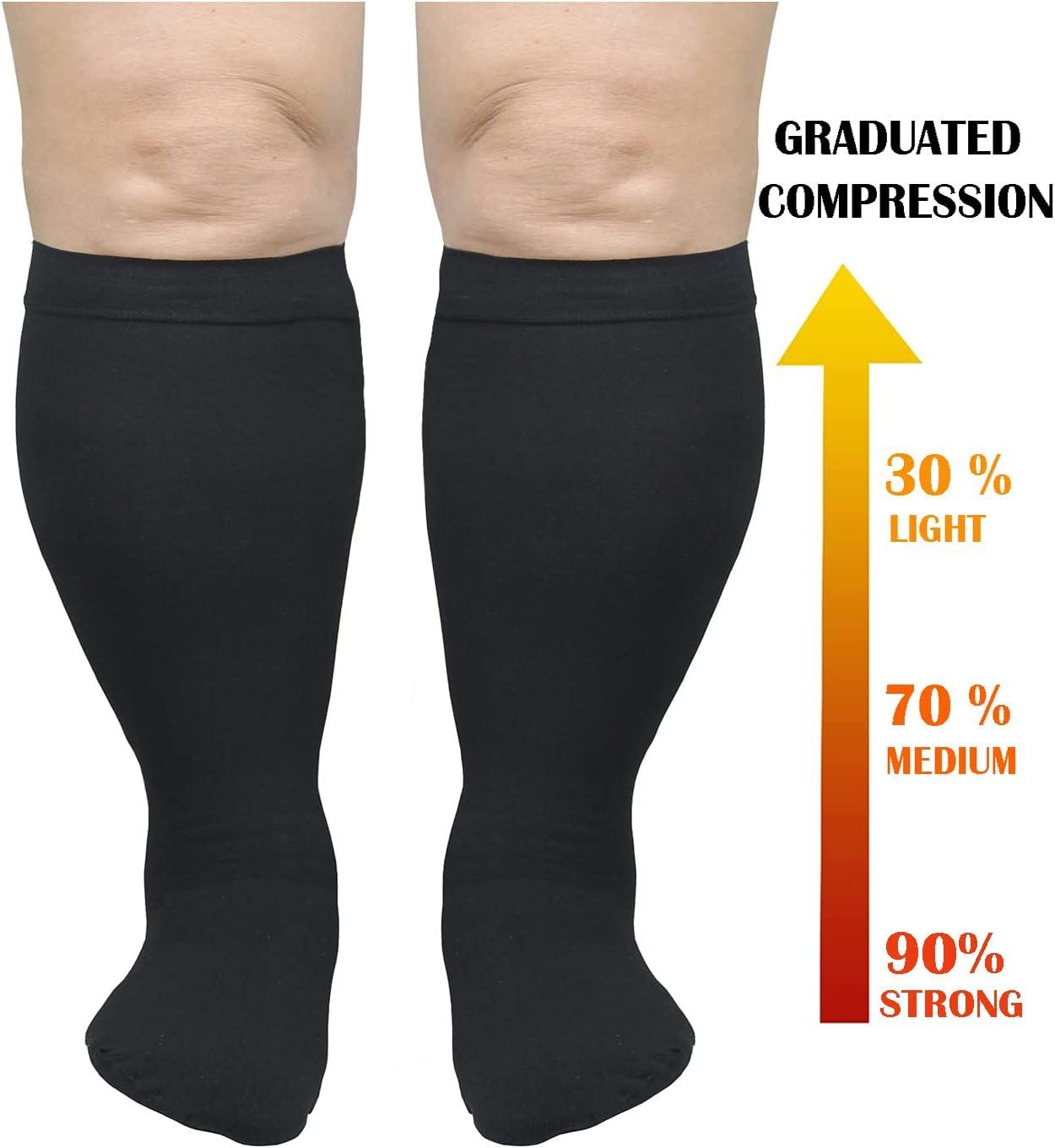 Compression Stockings, Knee High Varicose Vein Stockings, Plus Size Close  Toe 23 to 32mmHg, for Varicose Veins, Edema, Shin Splints, Nursing, Travel
