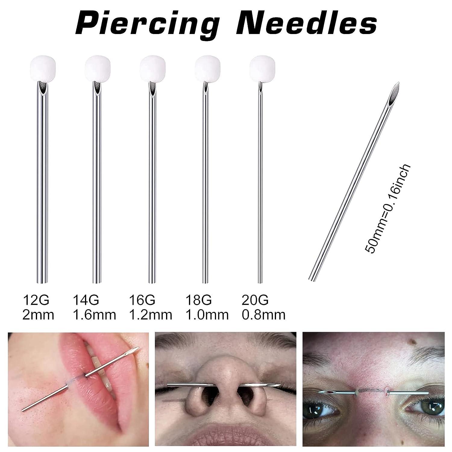 JIESIBAO 100PCS Mixed Body Piercing Needles, 14G 16G 18G 20G Stainless  Steel Sterile Disposable Ear Nose Navel Nipple Lip Piercing Needles …