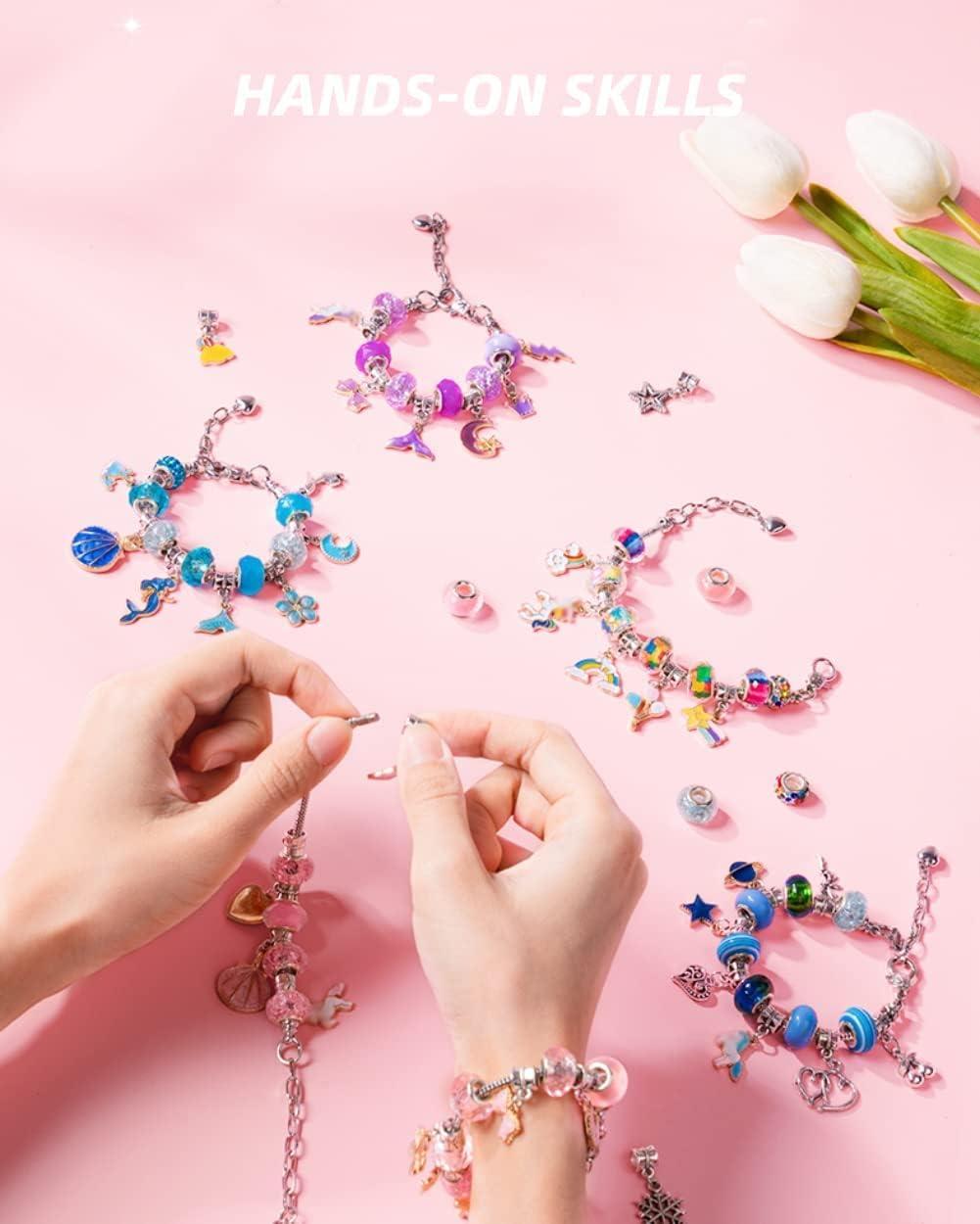 Amazon.com: UFU Charm Bracelet Making Kit - Girls 120 Pcs DIY Beaded  Jewelry Making Kit, Unicorn & Mermaid Gifts for Girls Toys Crafts for Teen  Girls Ages 5 6 7 8-12, with