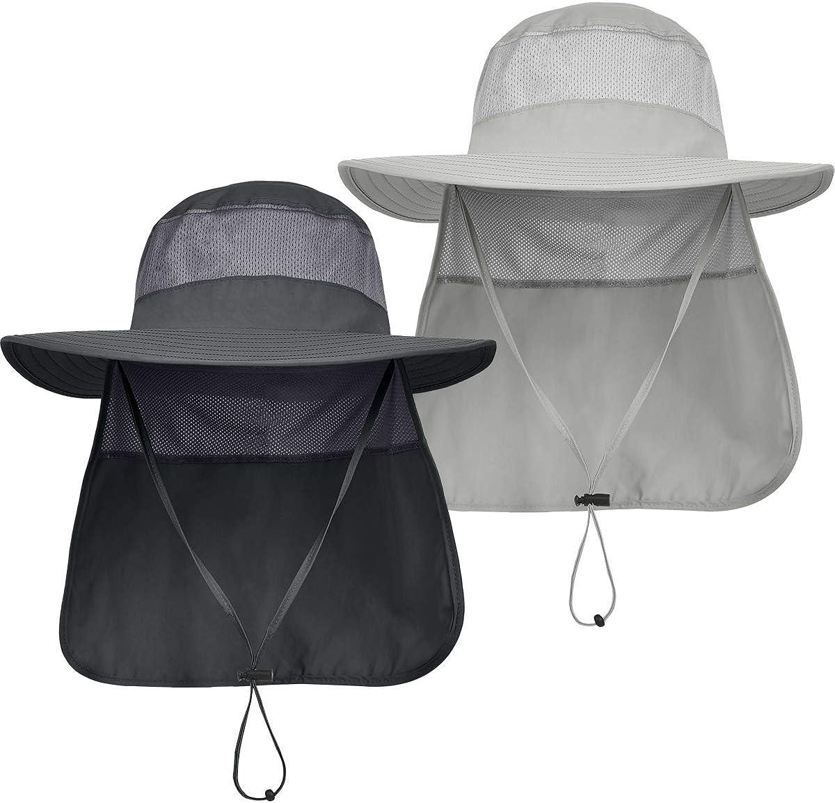 IYEBRAO 2 Pack Mens UV Protection Sun Hat with Neck Flap Summer
