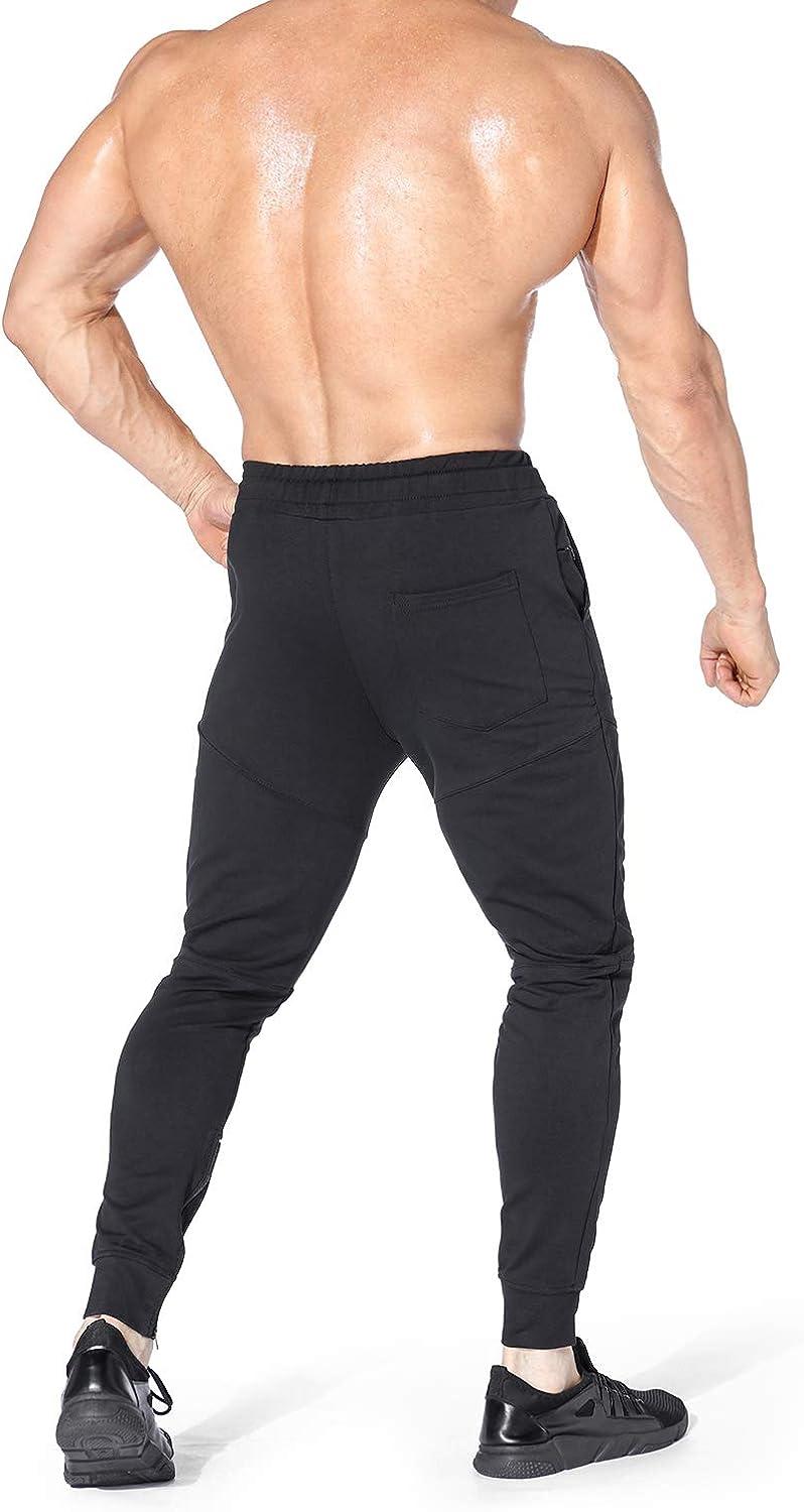 BROKIG Mens Thigh Mesh Gym Jogger Pants, Men's Casual Slim Fit Workout  Bodybuilding Sweatpants with Zipper Pocket X-Large Black