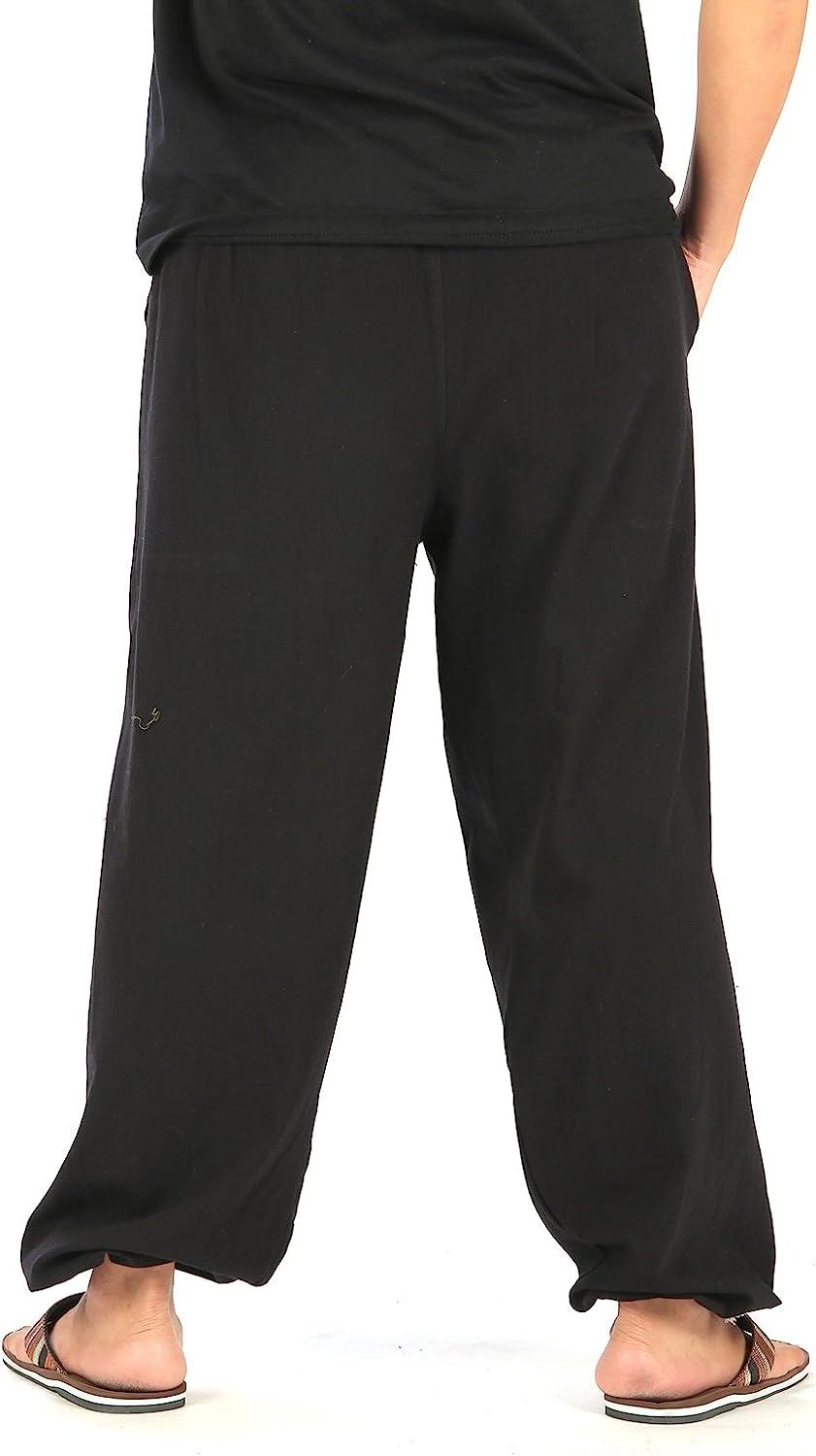 Baocc Yoga Pants Men's Sexy Casual Home Elastic Waist Slim Leggings Solid  Warm Pant Trousers Joggers for Men Black 2XL