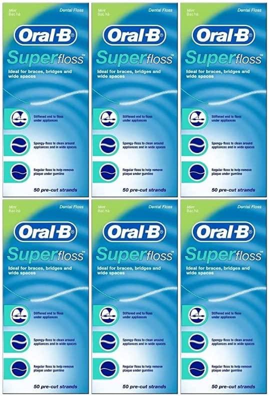 Oral-B Super Floss Pre-Cut Strands Dental Floss, Mint, 50 Count