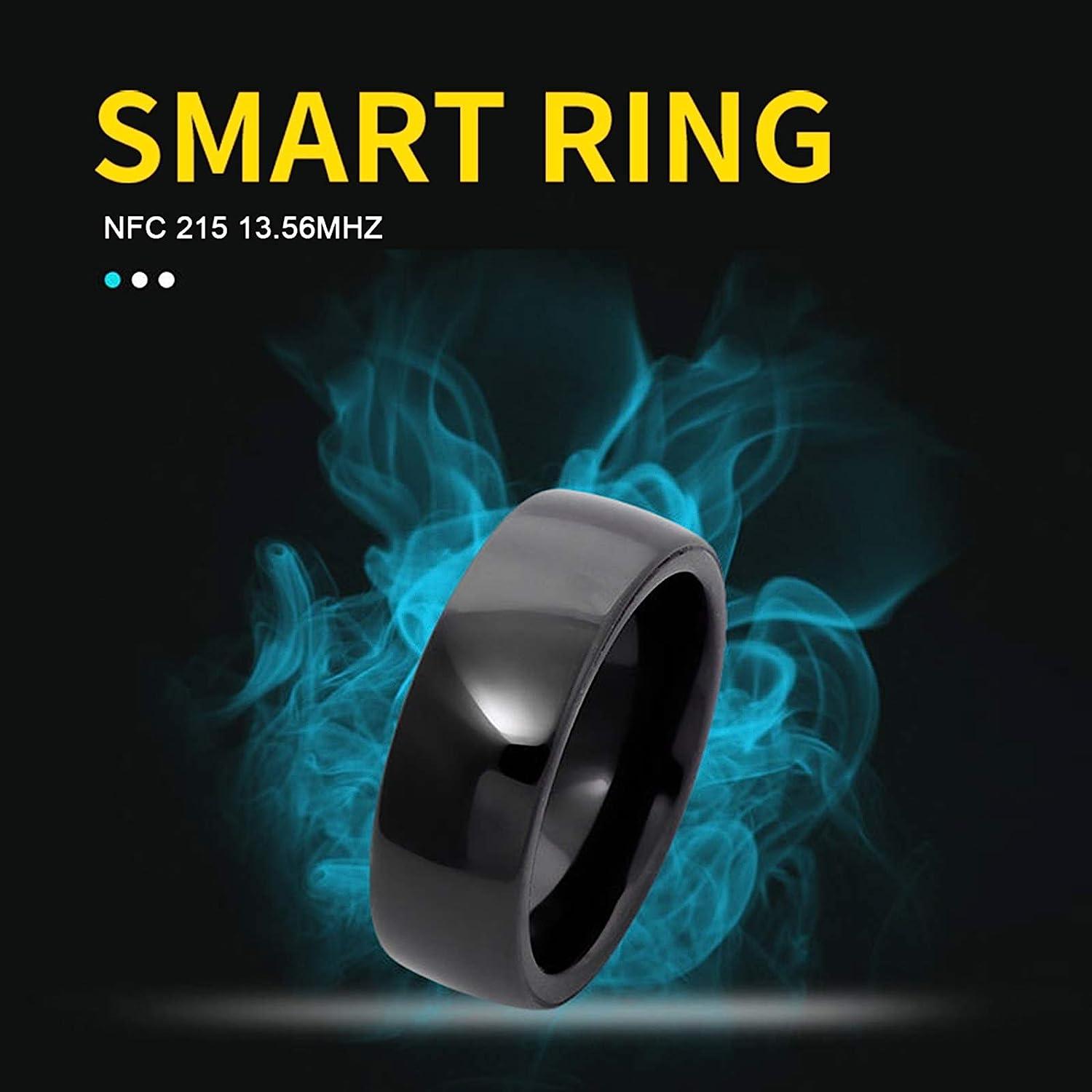  hecere Waterproof Ceramic NFC Ring, NFC Forum Type 2 215 496  Bytes Chip Universal for Mobile Phone, All-Round Sensing Technology  Wearable Smart Ring, Fasion Ring for Men or Women (9#, Black) : Electronics