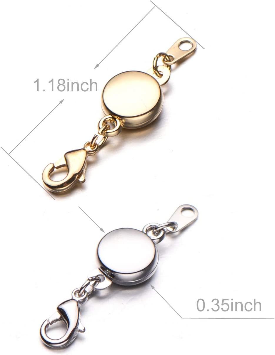 Zpsolution Locking Magnetic Jewelry Clasp for Necklace and Bracelet - Set  of 4 Glod and Silver Round Gold and Silver